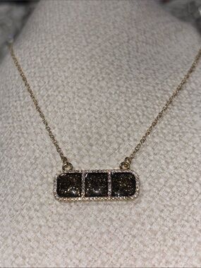 KB chocolate bar necklace 16” pendant gold tone sparkle simple elegant dainty
